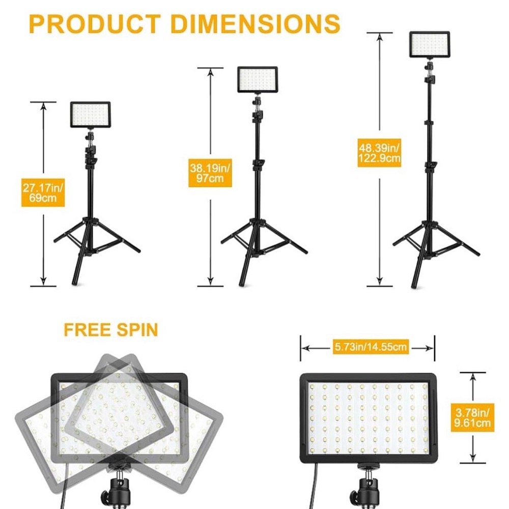 OBEAIMU LED Studio Lighting with adjustable tripod. USB